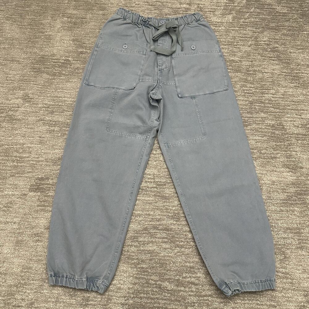 Free People Pants Womens XS Blue Twill Utility Jogger River Stone Drawstring